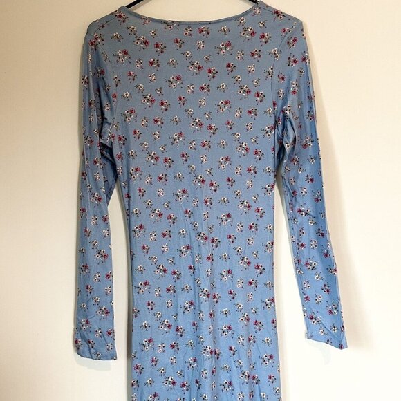 NWT Velvet Torch Blue Floral Long Sleeve Bodycon Maxi Dress - Size: Large - Picture 7 of 9